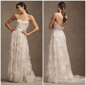 Watters Arien Lace Wedding Dress Anthropologie Nude Underlay Size 6